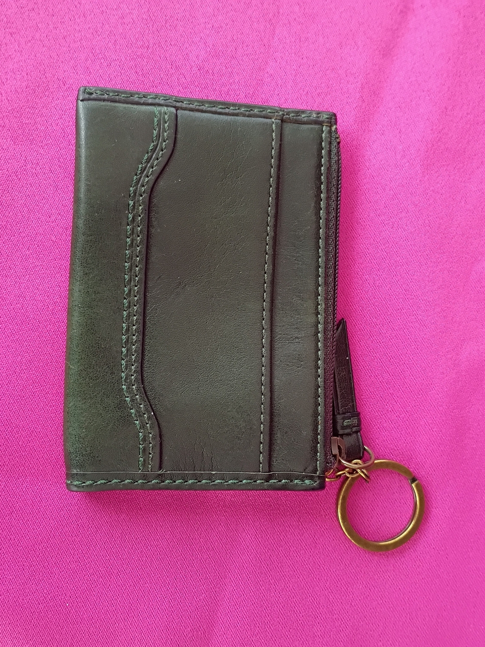 Coach Vintage Dark Green Bleeker Leather Keychain Card Wallet - Picture 5 of 10